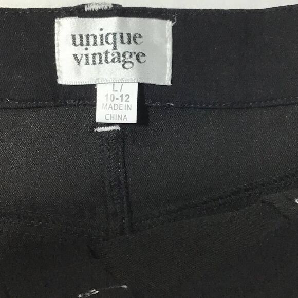 UNIQUE VINTAGE SZ 10 12 L Black White Stitch Straight Pencil Mini Skirt NWT 0B6 - Picture 7 of 7